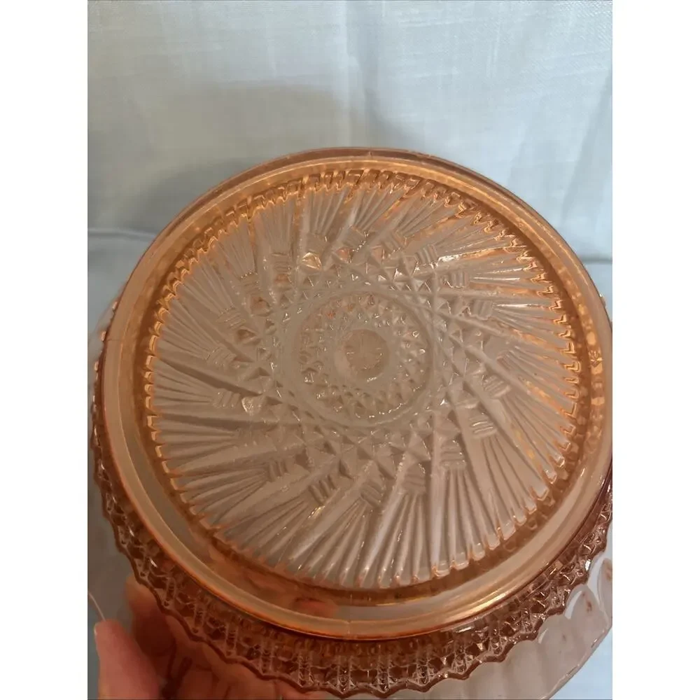 VTG Pink Imperial Glass Bowl Huckabee Pattern Flute And Cane 1930s Depression